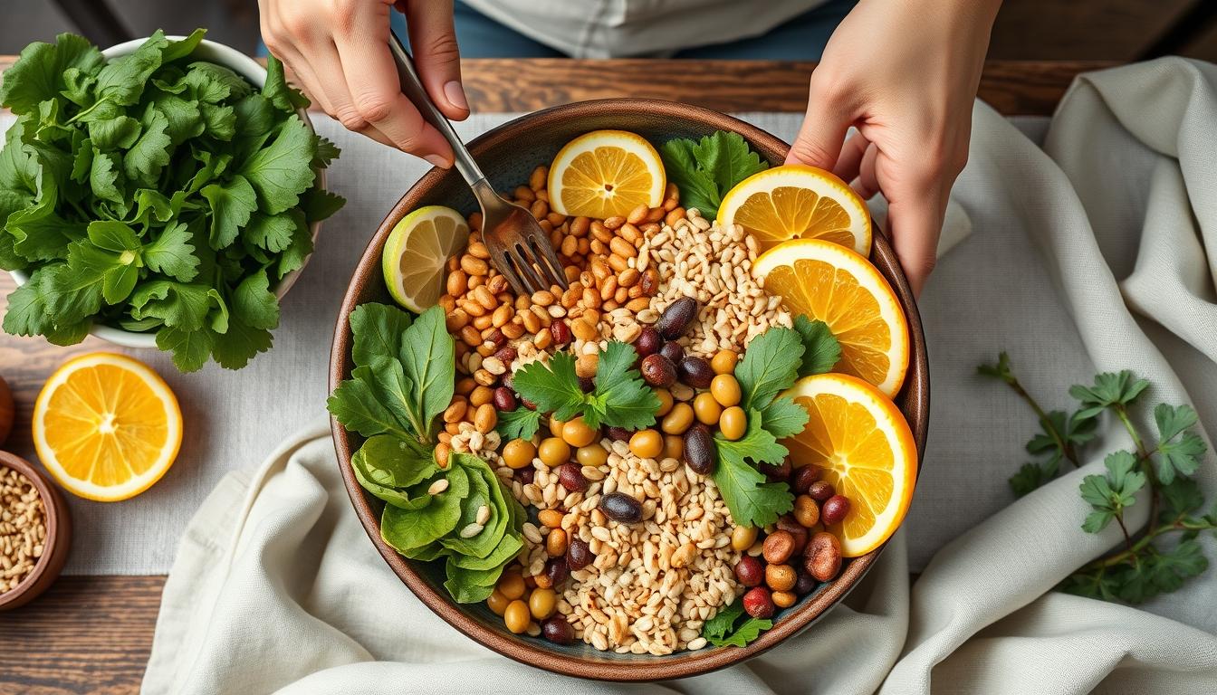 Fresh seasonal ingredients arranged for home cooking